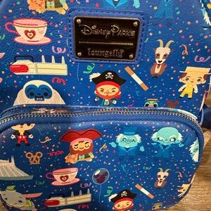 Disney Loungefly Blue Kids Backpack with Colorful Characters